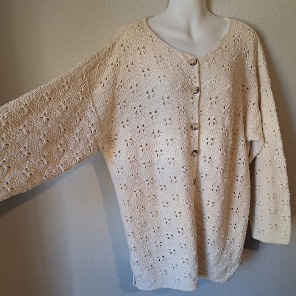 Long Sleeve Knitted Cardigan. Cream color. - Picture 12 of 13